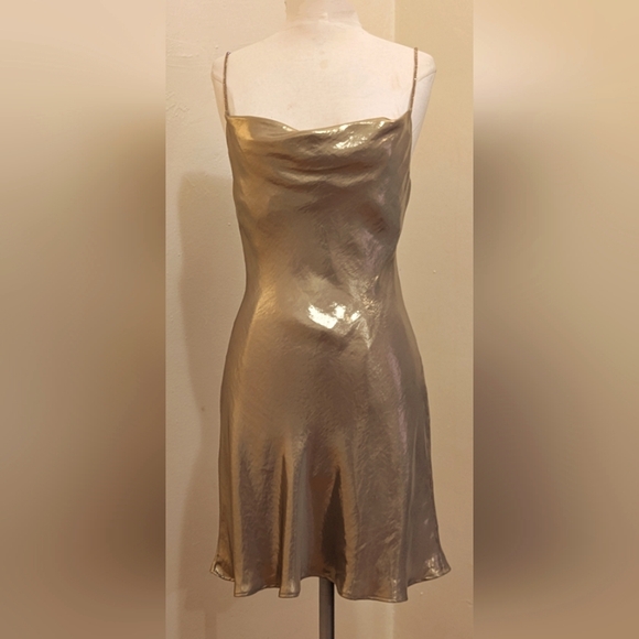 Zara Dresses & Skirts - COPY - ZARA METALLIC MINI DRESS WITH RHINESTONE STRAPS - Size XS